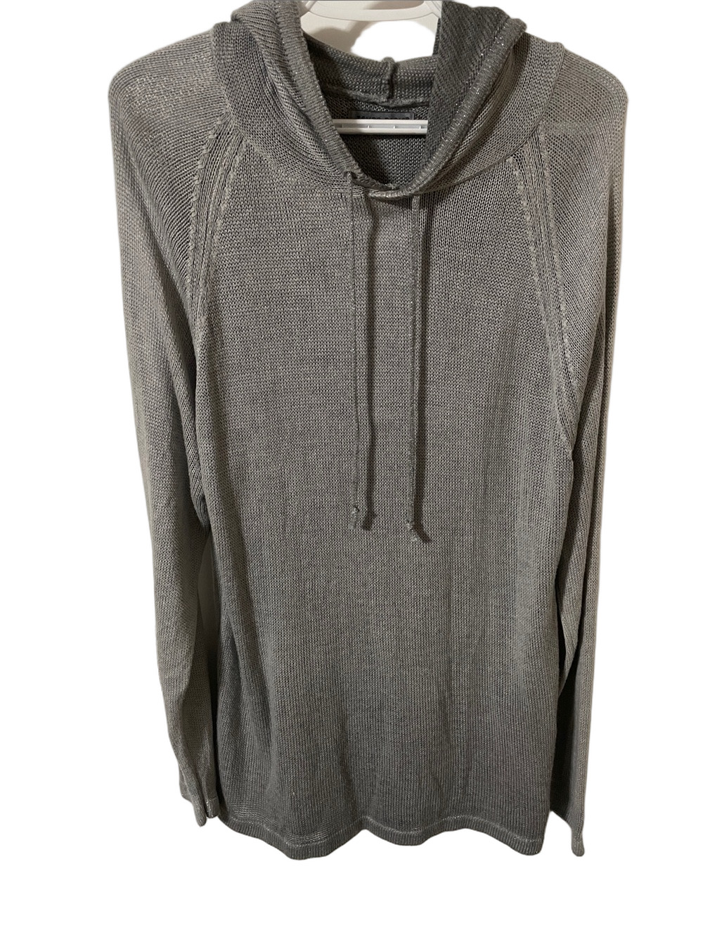 Tempo Paris Grey with Silver Colour Knit Hoodie Sweater Size Large